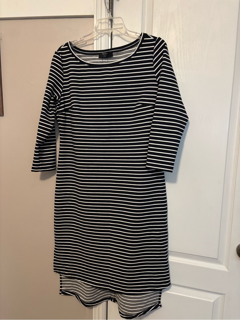 Black & White Striped High-Low Dress - Women's Casual Shift